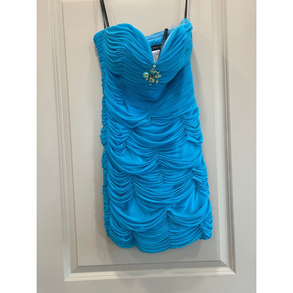 Alyce Paris Crystal Prom Cocktail Formal Dress Size 10 Aqua Blue
